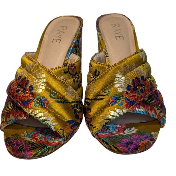 RAYE x‎ REVOLVE Monroe Mule Floral Gold Brocade Slide Mule Women's Size 8 - Picture 4 of 16